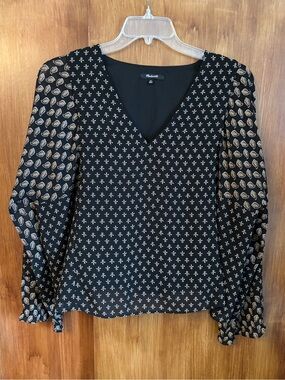 EUC Madewell Sheer-Sleeve Blouse in Brushstroke Paisley Mix Print | Women’s 2X